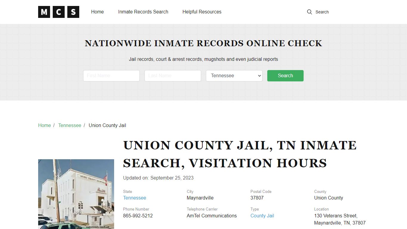 Union County, TN Jail Inmates Search, Visitation Rules
