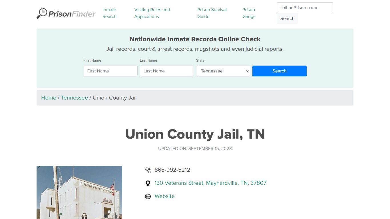 Union County Jail, TN Inmate Search, Mugshots, Visitation, Phone no ...